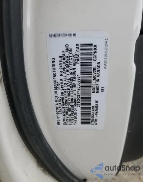 2002 Toyota Camry Solara Se из США, поврежденный, VIN 2T1CF28P42C557981